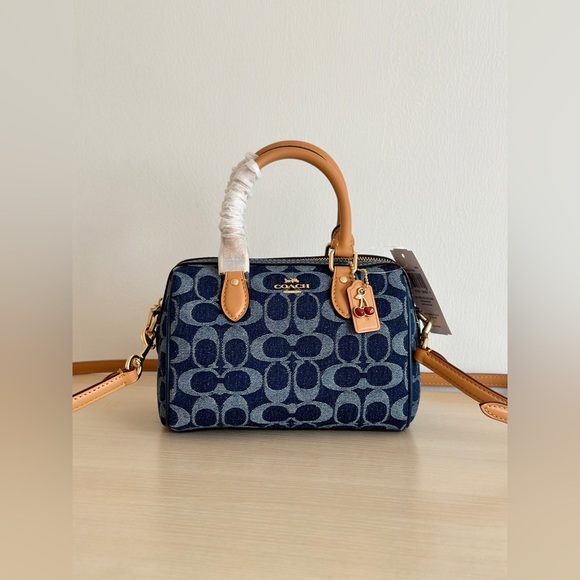 Coach Mini Rowan Crossbody Bag In Signature Denim - Picture 1 of 9